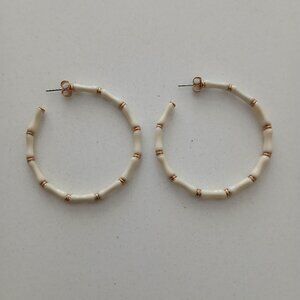 Bamboo Style Cream and Gold color Hoops - Banana Republic